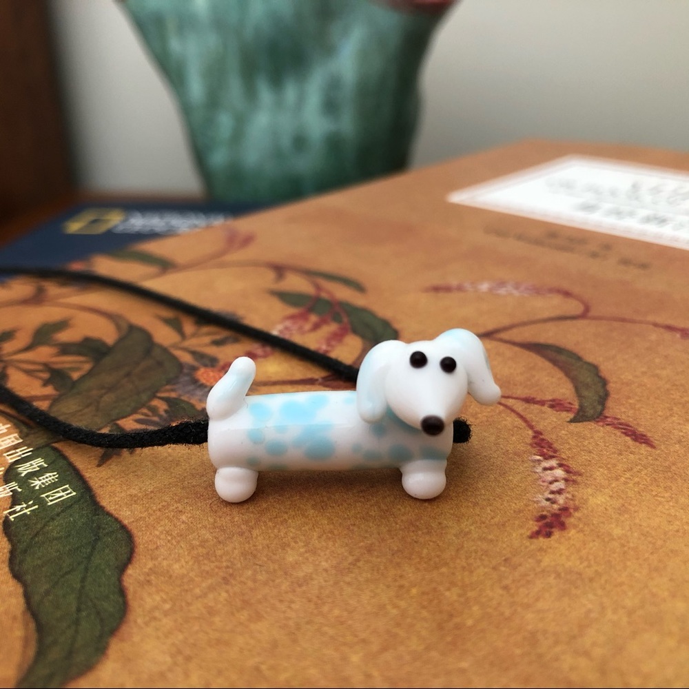 2/$30 Handmade Dachshund Dog Glass bead Necklace